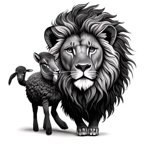 Lion And Lamb tattoo design idea