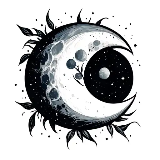 waxing crescent moon tattoo design idea