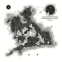 Irish rail map outline in constellation intertwined tattoo design idea