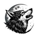 Wolf howling at the moon tattoo design idea