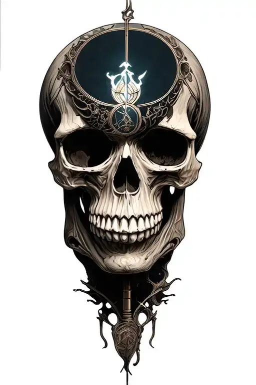 skull canccer zodiac sign tattoo design idea