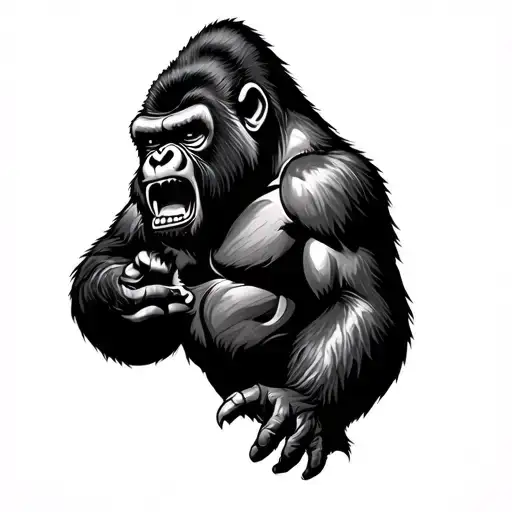 gorilla roaring side facing tattoo design idea