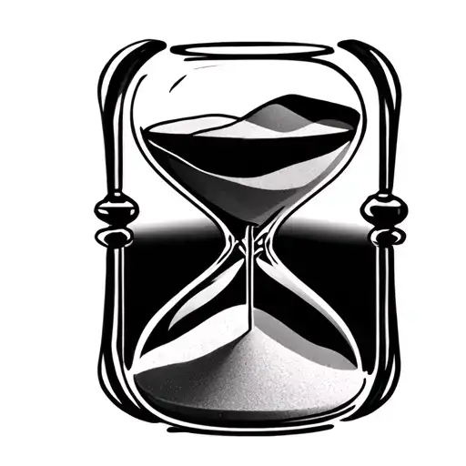 hourglass with sand running the outline is shaped by Timeless love. there is the gemini sign which encompasses everything tattoo design idea