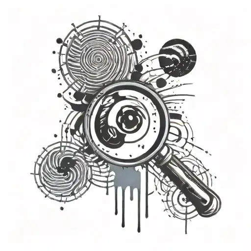 A forensic-themed tattoo featuring a magnifying glass and fingerprints intertwined with colorful paint splatters tattoo design idea