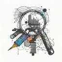 A forensic-themed tattoo featuring a magnifying glass and fingerprints intertwined with colorful paint splatters tattoo design idea