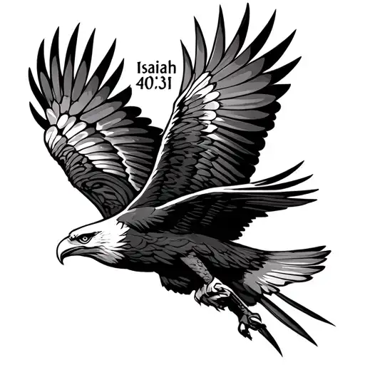 "Isaiah 40:31" eagle flying tribal design tattoo design idea