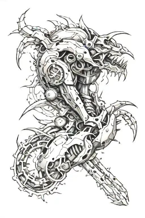 claw marks tearing with mechanical parts underneath tattoo design idea