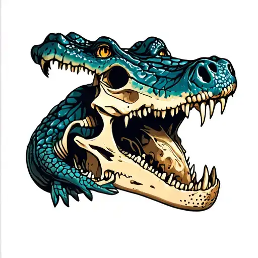 alligator skull tattoo design idea