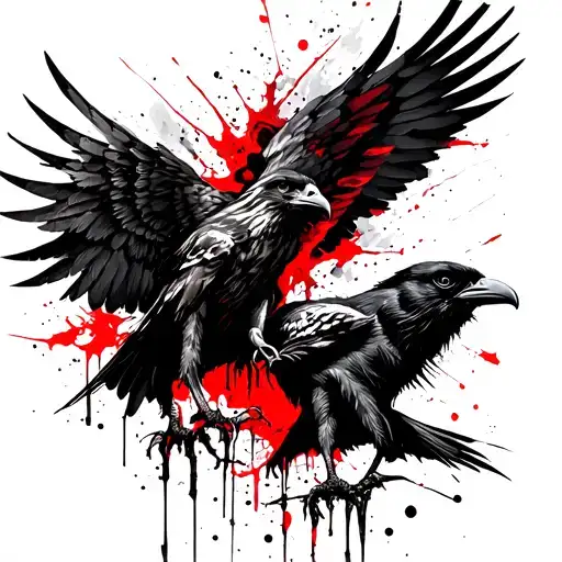 hawk and raven wings merged tattoo design idea