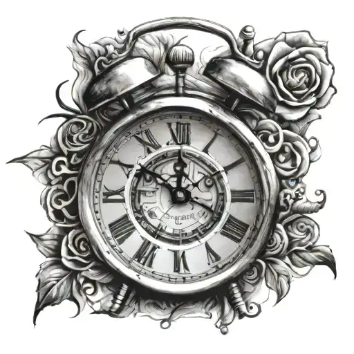 agresiv alarm clock tattoo design idea