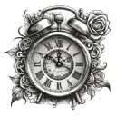 agresiv alarm clock tattoo design idea
