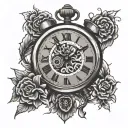 agresiv alarm clock tattoo design idea
