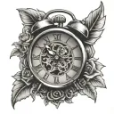 agresiv alarm clock tattoo design idea