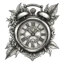 agresiv alarm clock tattoo design idea