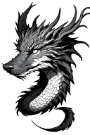 dragon in wolf tattoo design idea