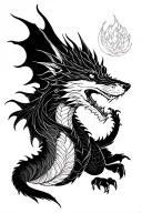 dragon in wolf tattoo design idea