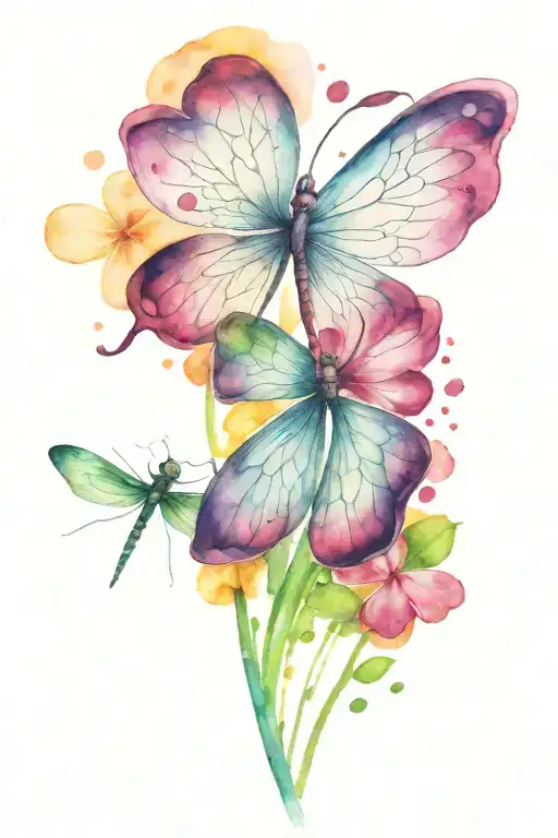 4 leaf clover with dragonflies pain hatred grief tattoo design idea