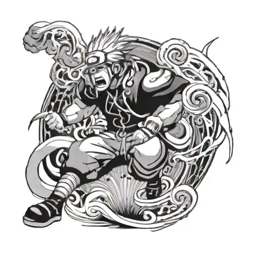 pain from Naruto floating above Atlanta tattoo design idea