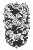 Cerberus and a phoenix  tattoo design idea