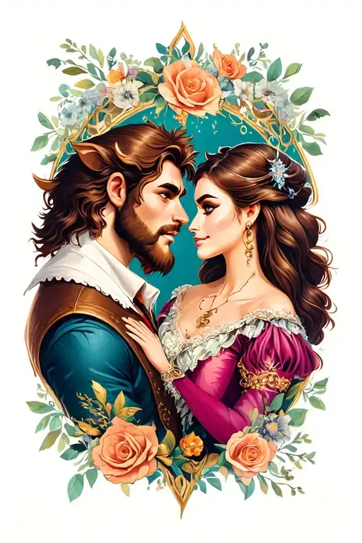 beauty and the beast couples tattoo's tattoo design idea