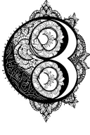moon phases inside lace patterns symbolizing change, bisexuality, acceptance, exploration, 2 spirited  tattoo design idea
