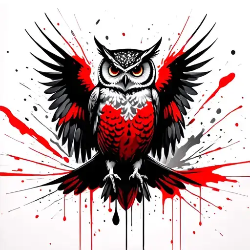 wing spread owl flying tattoo design idea