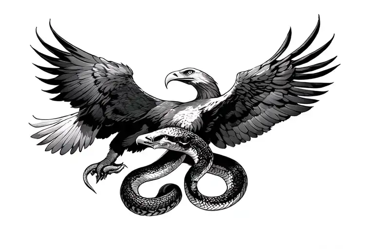 eagle and snake attacking each other tattoo design idea