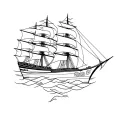 poseidon with ship tattoo design idea