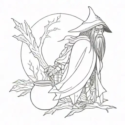 Baba Yaga casts a spell on the forearm tattoo design idea