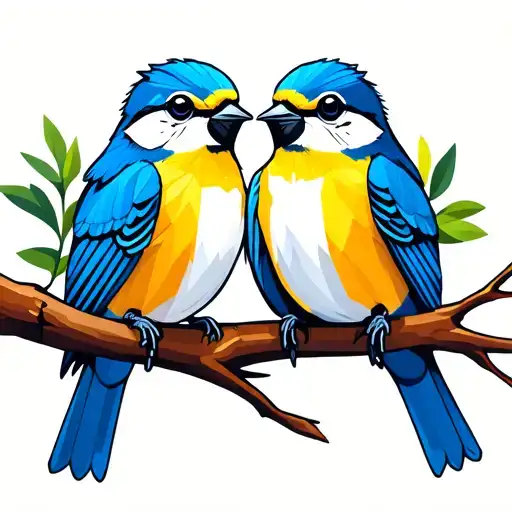 blue wren and cockatiels on a branch representing a different tattoo design idea