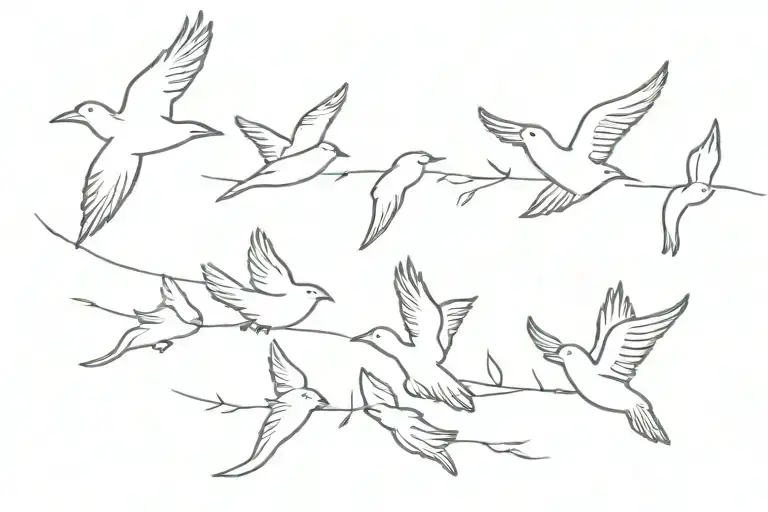 fine line birds flying together minimalist tattoo tattoo design idea