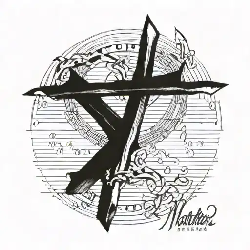 Matthew 10:37-39 with Greek word for "cross" above  tattoo design idea