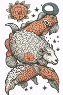 sheep, koi fish and scorpio constellation tattoo design idea