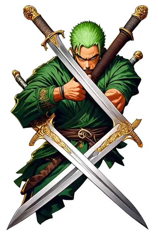 zoro three swords combined tattoo design idea