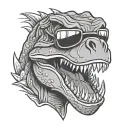 trex cartoon with sunglasses  tattoo design idea