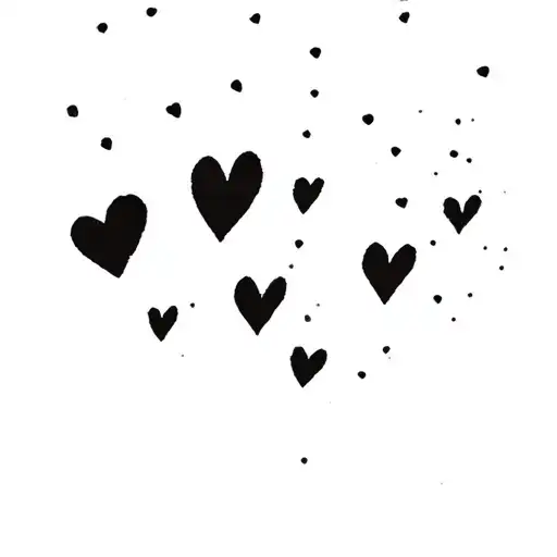 five heart freckles in different shapes in scattered formation tattoo design idea