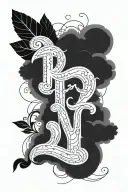 make a basic thin line tattoo with the letters d j v t blended into eachother.  tattoo design idea