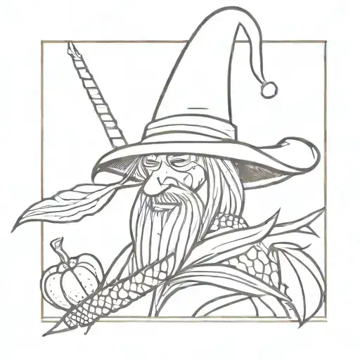 corn dressed as a wizard tattoo design idea