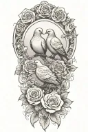 roses in a circle with a perched dove tattoo design idea