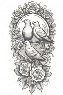 roses in a circle with a perched dove tattoo design idea