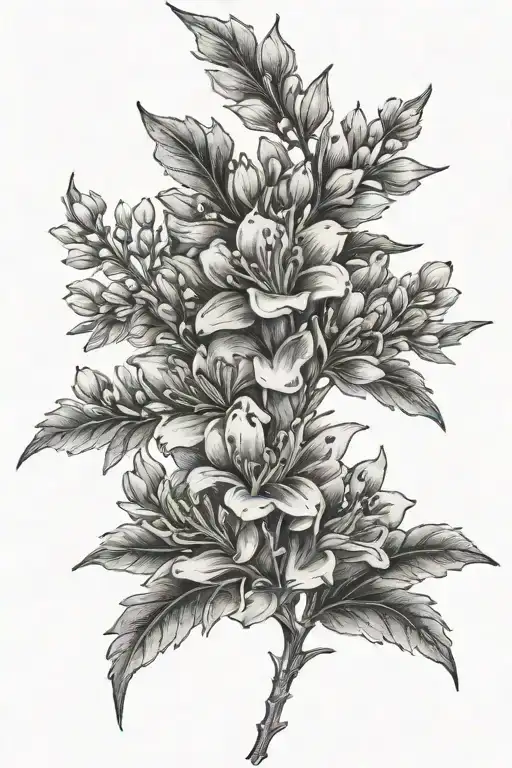 heather flowers growing tattoo design idea