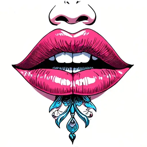 lips fangs tattoo design idea
