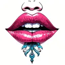 lips fangs tattoo design idea