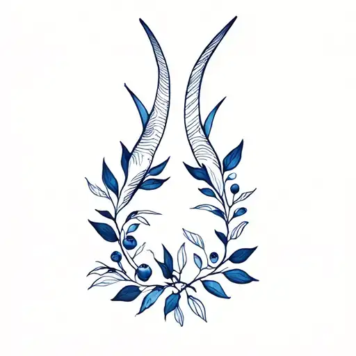 capricorn and blueberry bush with their tattoo design idea