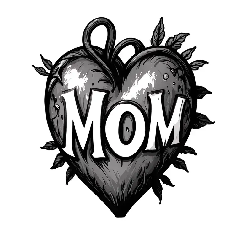 Heart that says "MOM" tattoo design idea