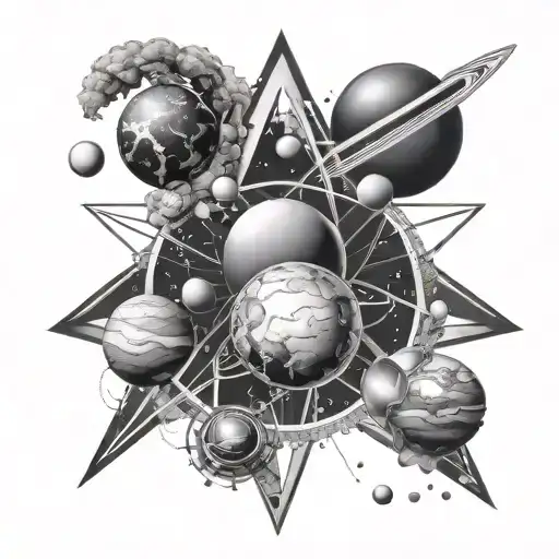 atom and solar system tattoo design idea