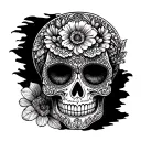 An intricate sugar skull design with elements representing both the client's love for Mexico and their hard-working nature as a truck driver tattoo design idea