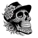 An intricate sugar skull design with elements representing both the client's love for Mexico and their hard-working nature as a truck driver tattoo design idea