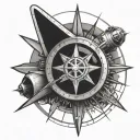 compass rose inside airplane engine tattoo design idea