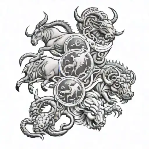 Leo, Taurus, Libra and scorpion tattoo design idea
